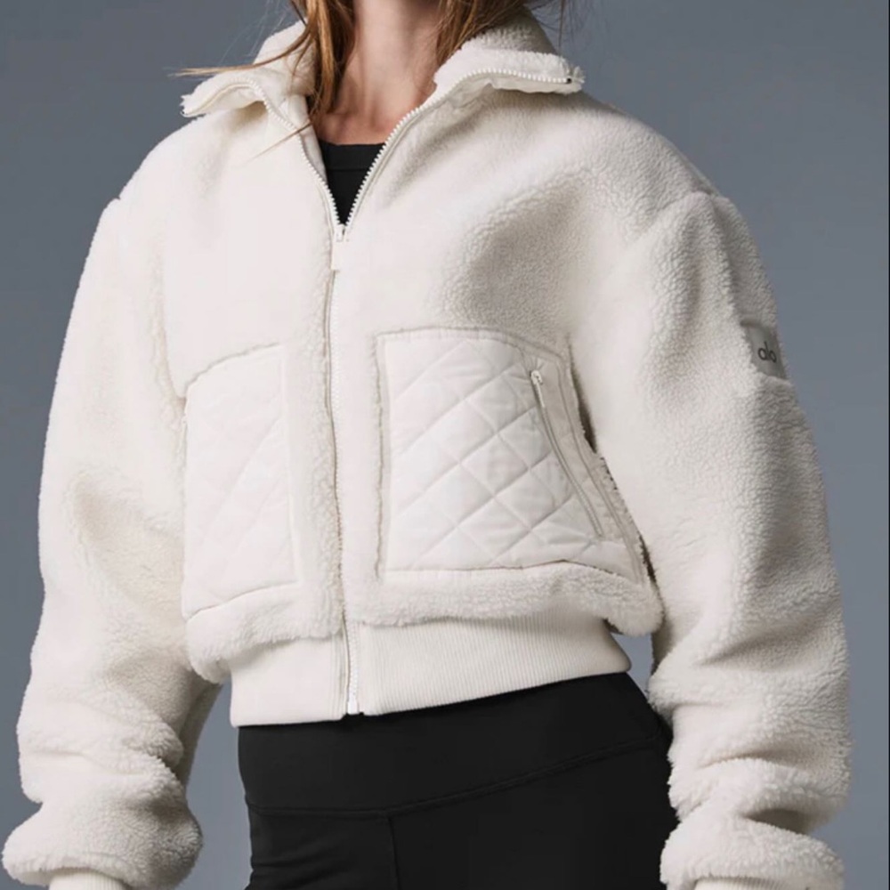 Women's Cream Sherpa Zip-Up Jacket